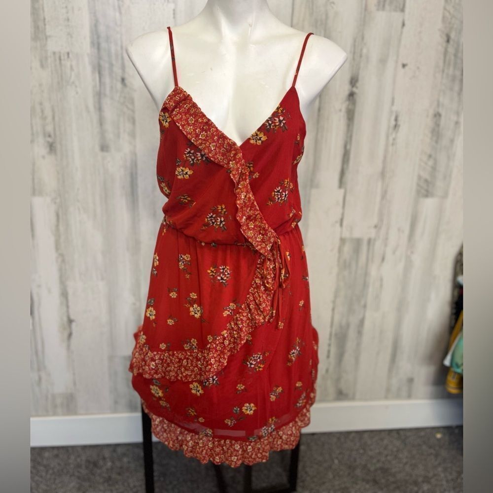 xhilaration Red dress floral size XSMALL